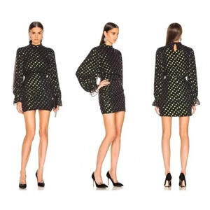 SALONI Rina Silk Blend Metallic Polka Dot Mini Sheath Dress Size 2